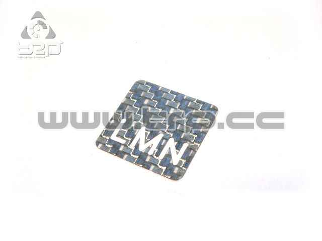Decorative Carbon fiber plate LMN logo.