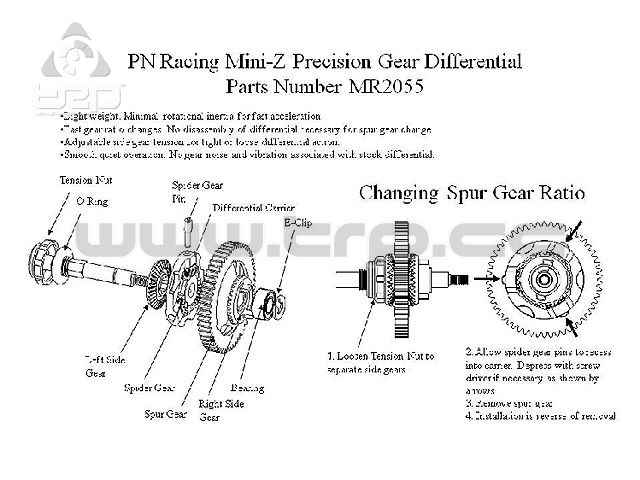Kyosho MiniZ Adjustable Differential Gear Pitch 48 and 43T - imagen 7
