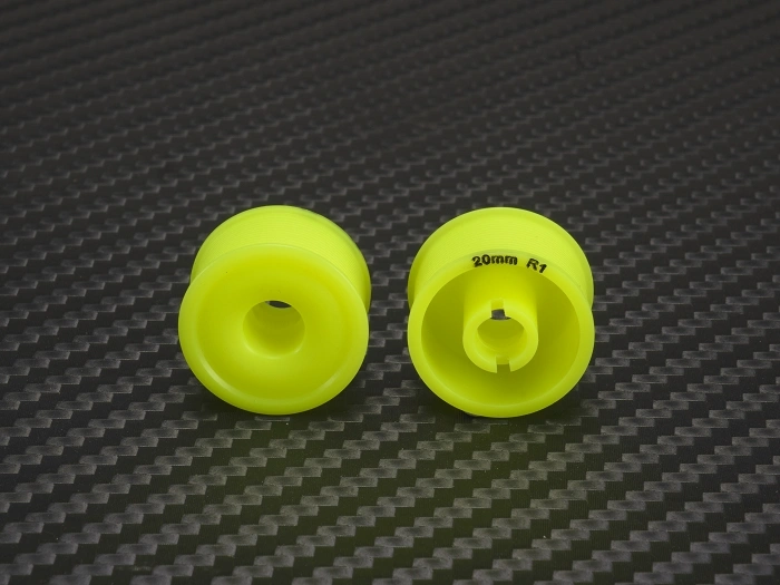 PN Racing 11 x 20mm R1 MiniZ 2wd CNC Yellow Flanged Wheels - imagen 2