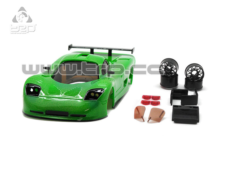 Carrocería TRPscale MiniZ Mosler Synergy Metalic Green pintada a mano