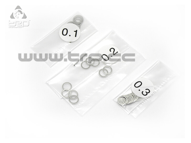 Calibration washers 5.1mm x 6.5mm (thicknesses of 0.1-0.2-0.3)
